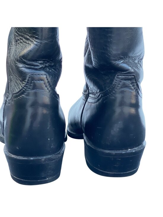 Tony Lama Black Leather Cowboy Boots Size 9D Mens Embroidered Western Style 5984 main image 14